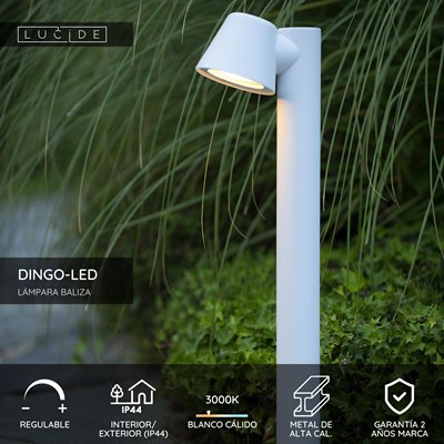 Lucide DINGO-LED - Lámpara baliza - LED Regul. - GU10 - 1x5W 3000K - IP44 - Blanco